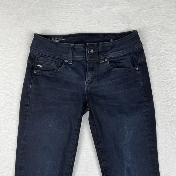 G Star Raw Jeans‎ Womens 28x30 Dark Blue Wash Midge Saddle Mid Straight Denim - Picture 2 of 16